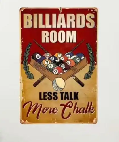 Металлическая табличка Billiards Room Less Talk More Chalk Man Cave