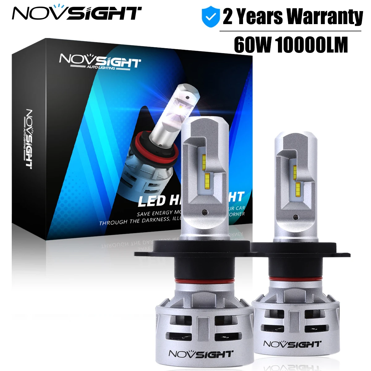 Лампы для автомобильных противотуманных фар NOVSIGHT 6500K белые 10000LM H4 H7 H11 H8 H9 9005 HB3 9006 HB4