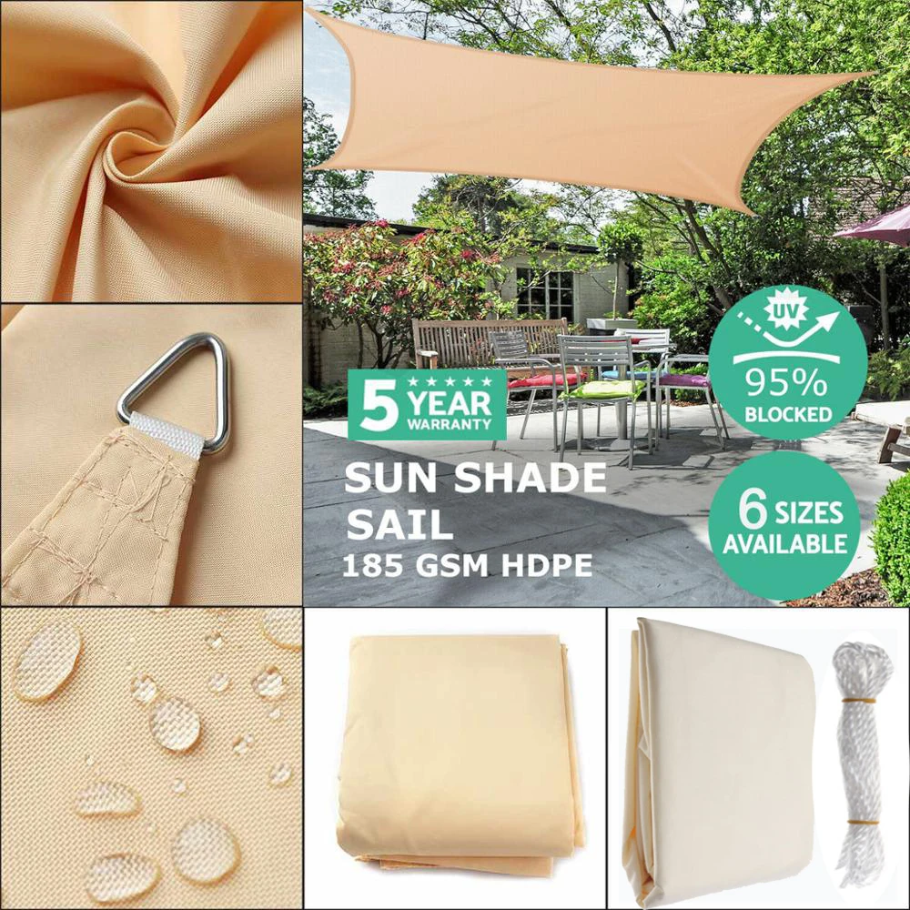 

300d polyester shade sail waterproof shade rectangular garden deck camping hiking patio awning