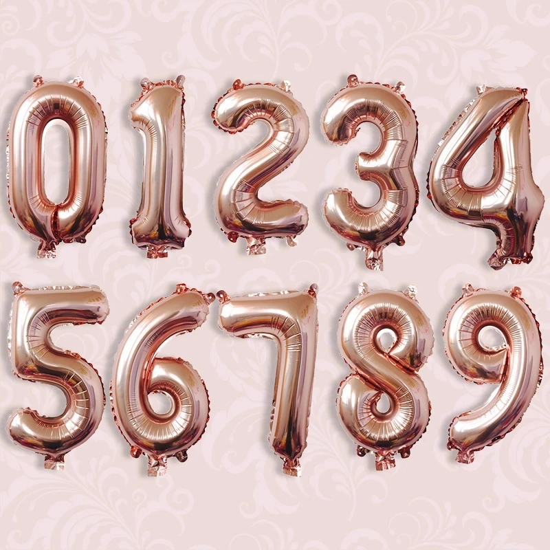 

32/40" Figure Digit Foil Balloons Rose Gold Ballon Number Balloons Inflatable Air Baloon Happy Birthday Party Wedding Decoration