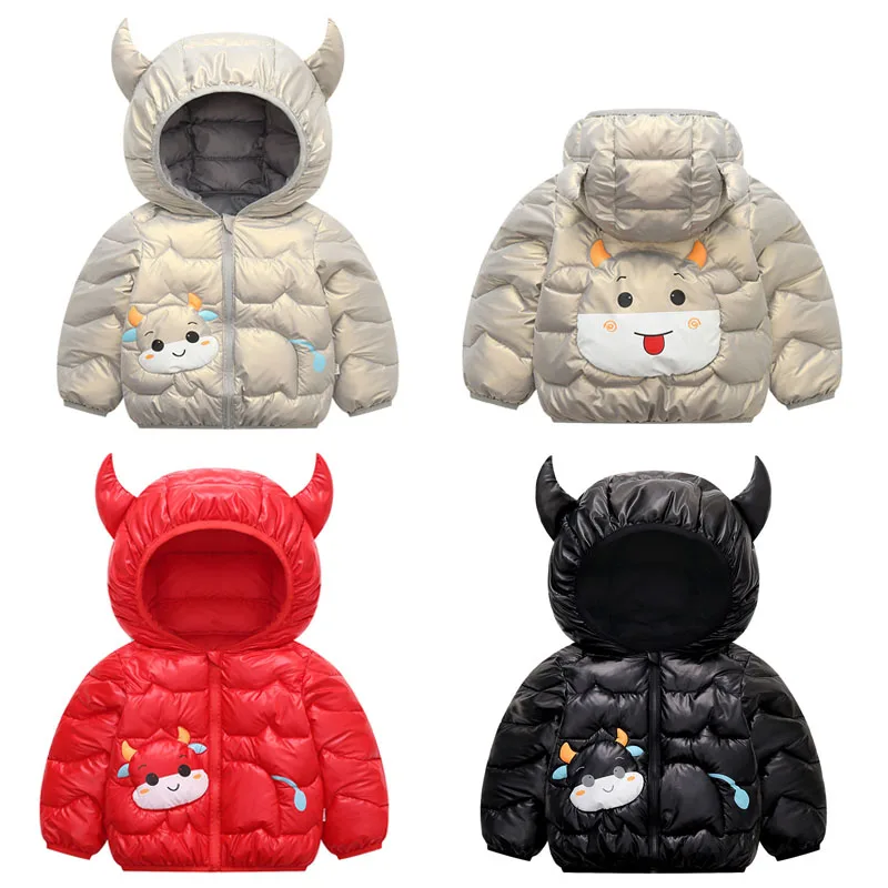 

Детский пуховик с капюшоном, с мультяшным медведем