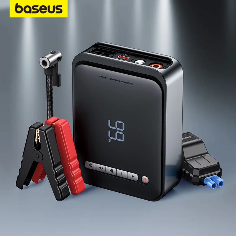 Baseus 2 In 1 Car Jump Starter Power Bank Air Compressor Inflator Pump 1000A Portable Power Station Car Battery Charger Booster