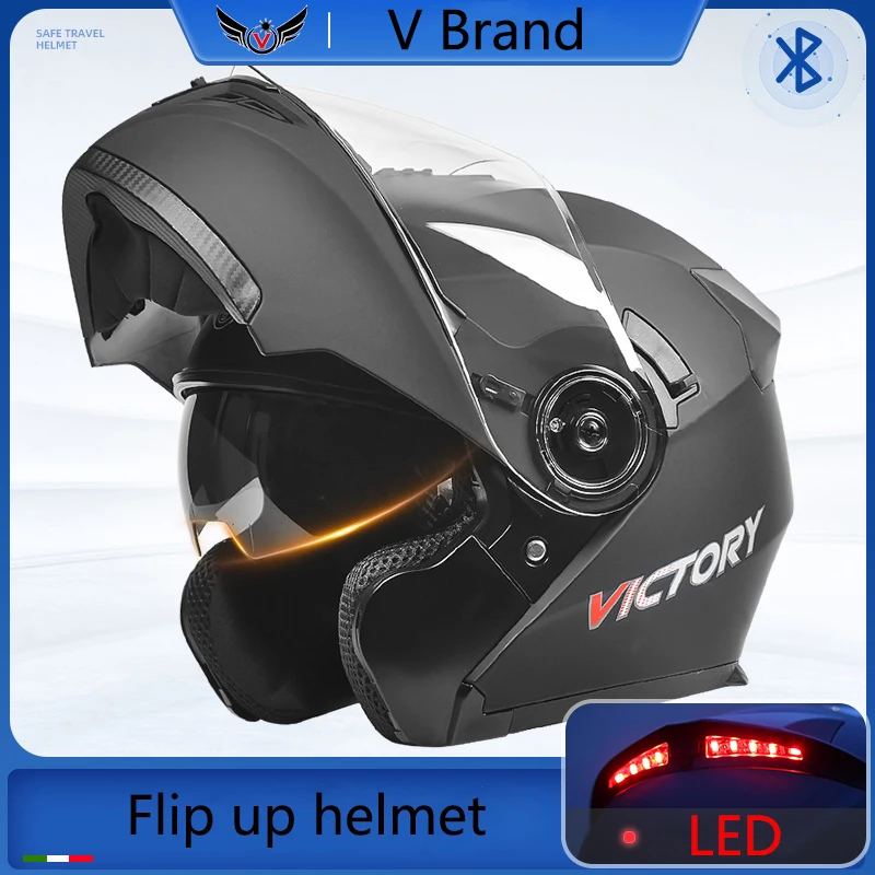 

Full Face Flip Up Modular Motorcycle Helmet Unisex Warmth Adult Motorcycle Supplies LED Lamp ABS Reinforcement Moto Equipment
