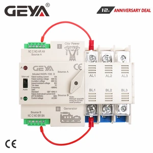 GEYA Din Rail 220V 3P 100A Dual Power Automatic Transfer Switch 50/60Hz Auto or Manual Selection City Power to Generator