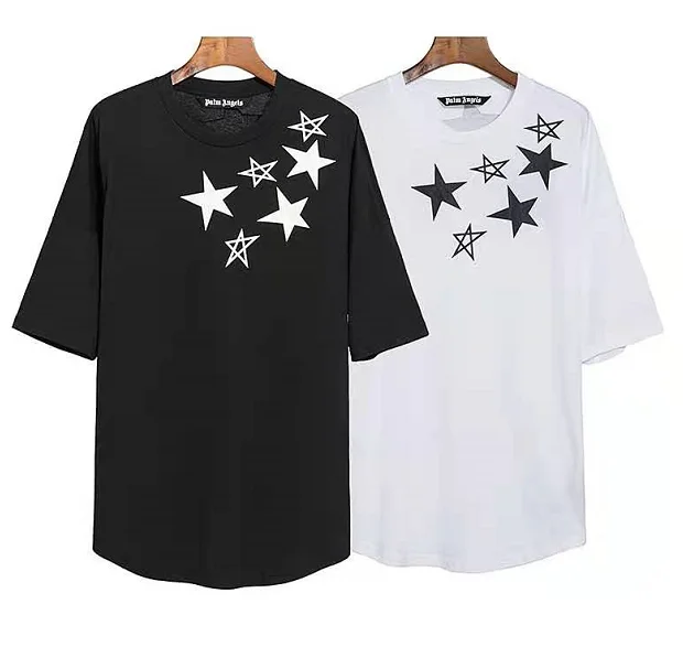 

Palm Angels 22SS letters five-pointed star print back letters men and women drop shoulders loose casual short sleeves T-shirt