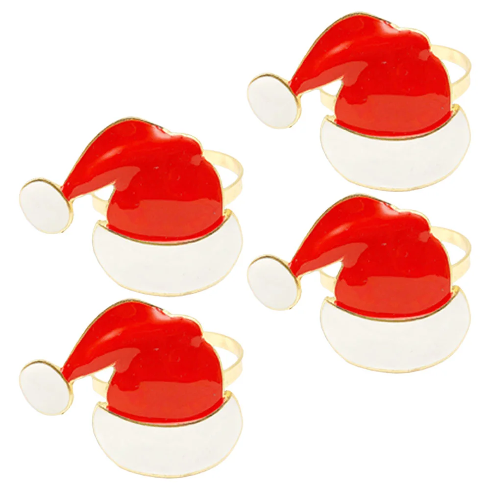 

4Pcs Christmas Napkin Ring Napkin Buckle Napkin Holder for Dinner Red