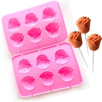 2pcsset diy 6 rose shape lollipop molds cake molds baking tools 3d pudding chocolate moulds for silicone chocolate mold e612