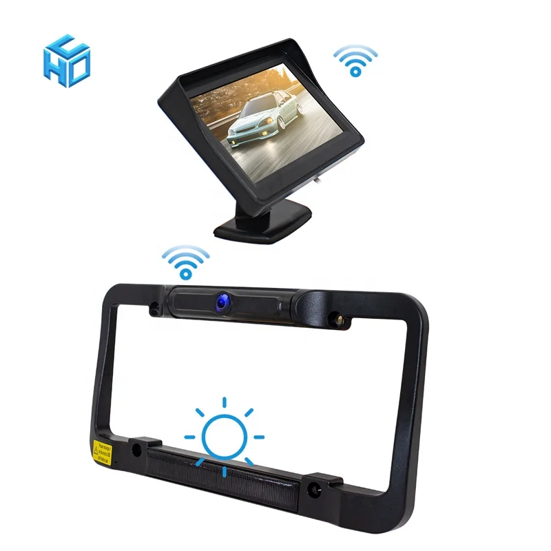 

Truck Wireless Rear Camera Parking Kit Rearview Cigarette Wifi US License Plate Solar Reverse Car Backup Camera System
