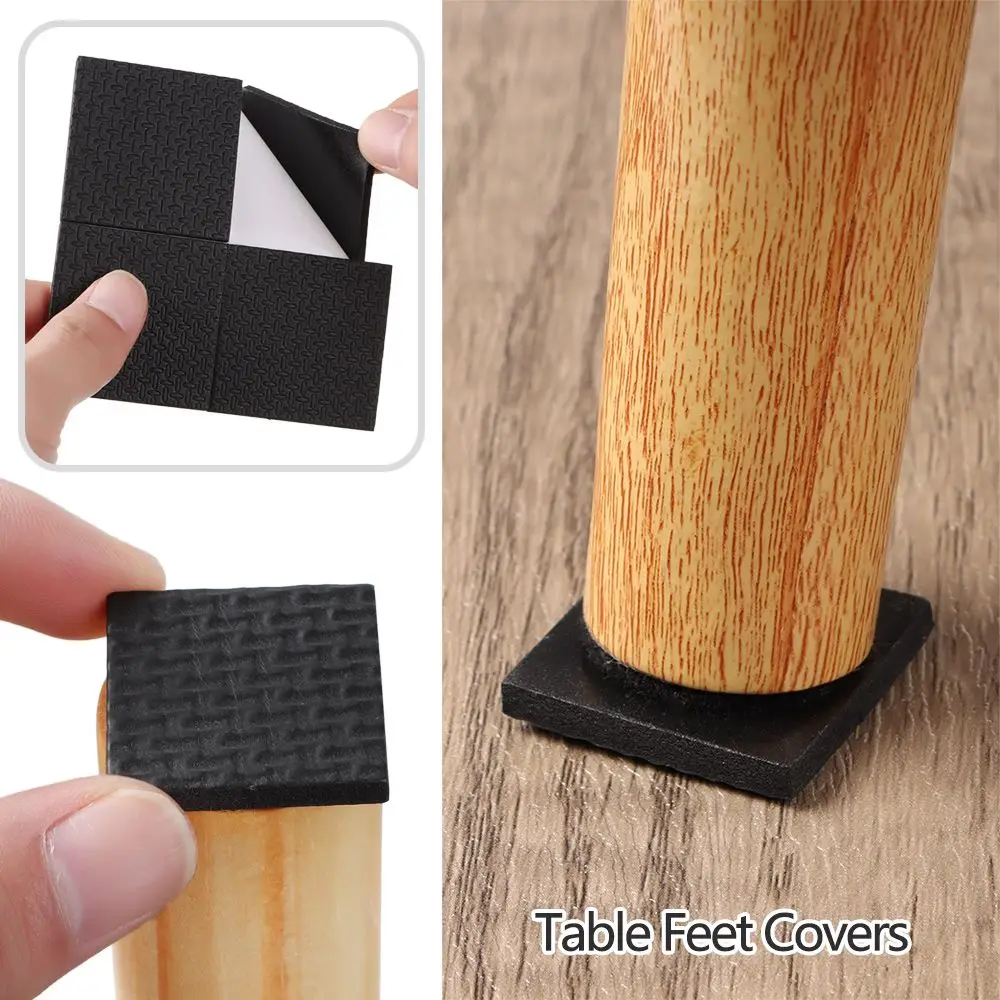 1~10PCS Black Foam Furniture Leg Pads Square Round Rectangle Table Feet Covers Chair Sofa Scratch Proof Self-sdhesive