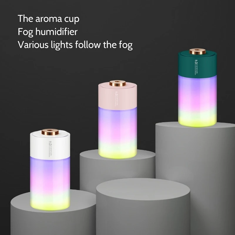 

300ML USB Silent Air Humidifier Gentle Night Light Aroma Diffuser Continuous/Intermittent Spray Can Work for Home Car
