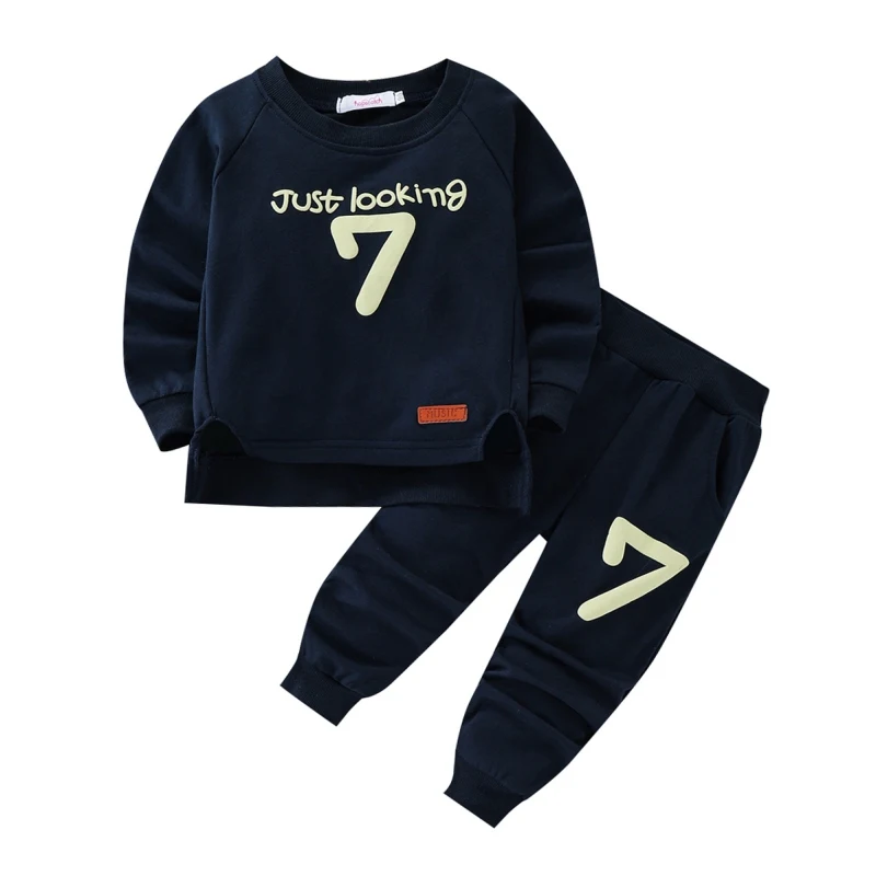 

Fall Winter Toddler Baby Boys Tracksuit Long Sleeve Pullover+Pants Letter Print Sweatshirt Trousers Jogger 18M-5T For Kids Baby