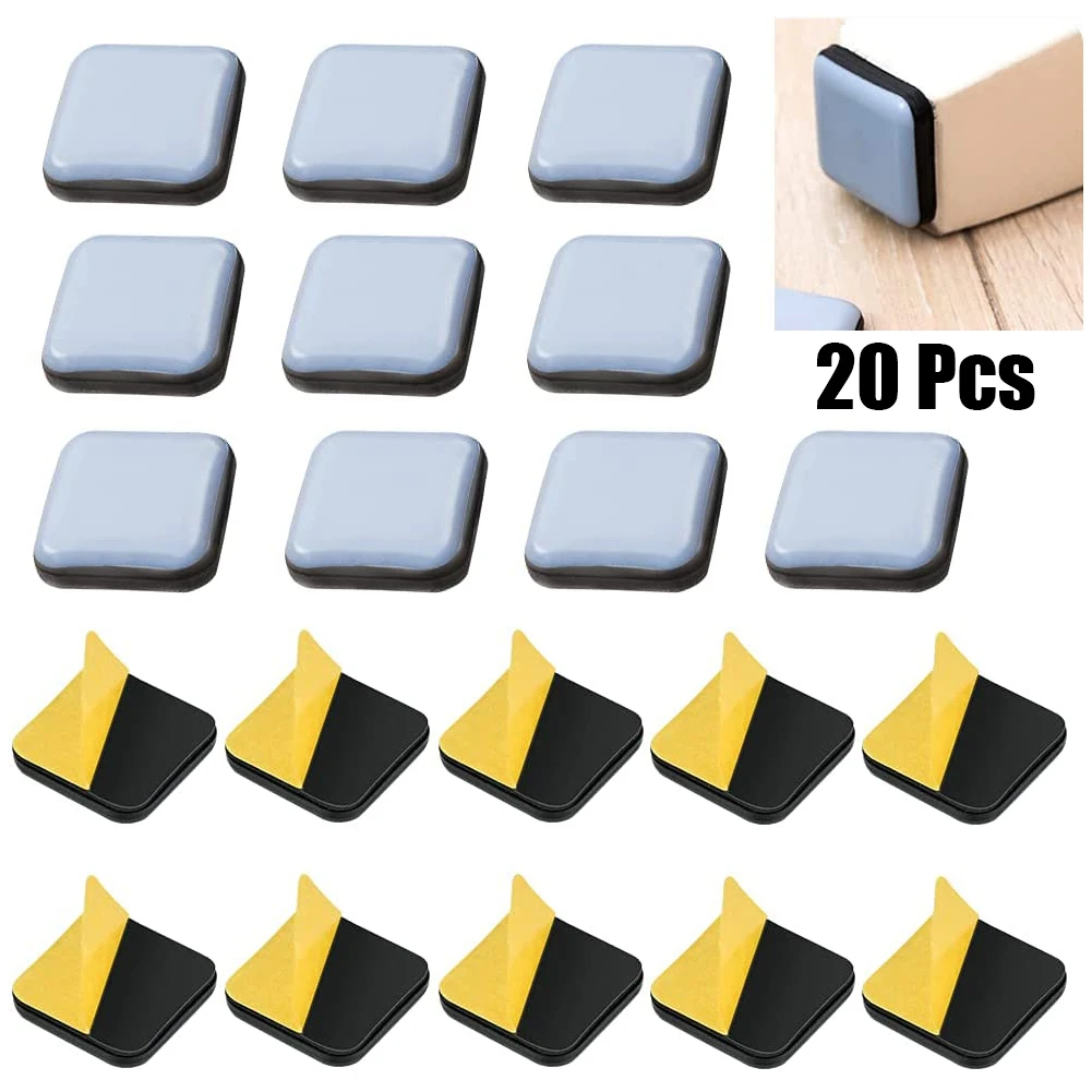 

20PCS PTFE Furniture Gliders Slider Square 25 X 25 Mm Self Adhesive Furniture Moving Pads Square For Furniture Easy Movers