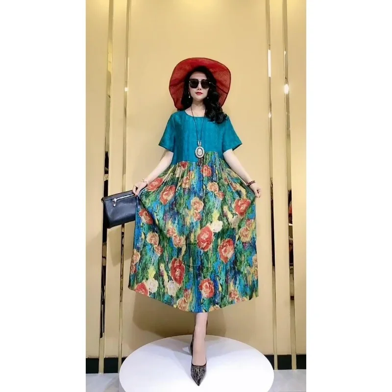

Summer Dress 2022 Woman Silk Floral Dress Elegant Long Beach Vintage Dresses for Women Clothes Vestido De Mujer NEW-5XL X262