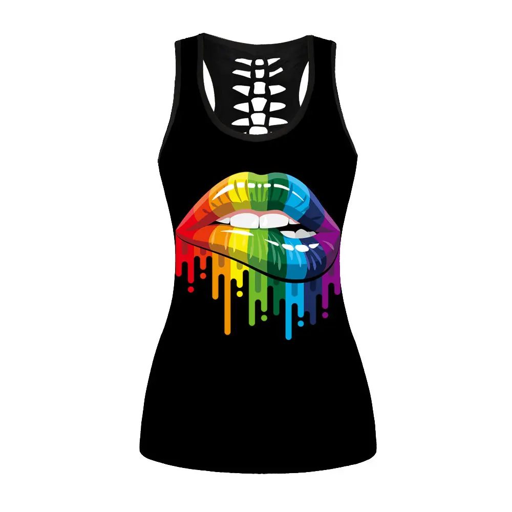

[You're My Secret] Sexy Punk Y2K Black Womens Hollow Backless Summer Sleeveless Sexy Corset Top Skull Printed Tank Tops