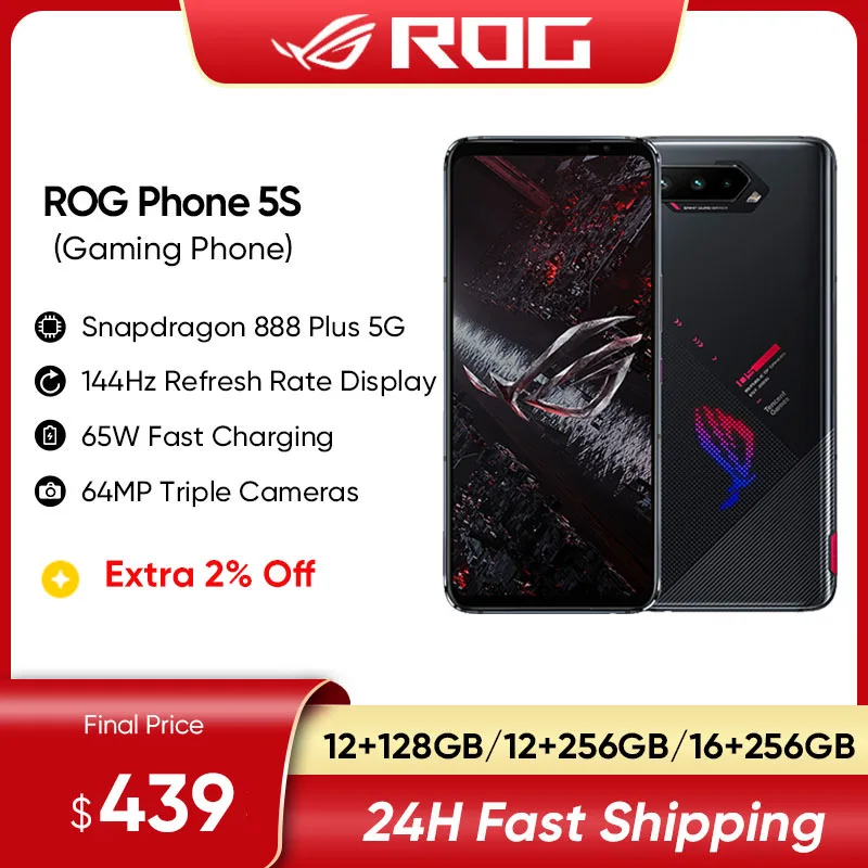 

ASUS ROG Phone 5S 5 S 5G Smartphone Snapdragon 888 Plus 6.78'' 144Hz AMOLED 6000mAh 65W Fast charging Gaming Phone NFC