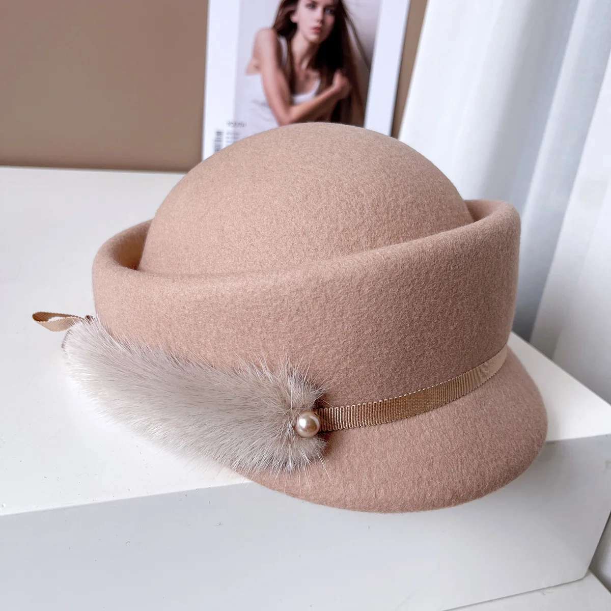 

Осенне-зимняя шерстяная женская шляпа для художника 202308-chen