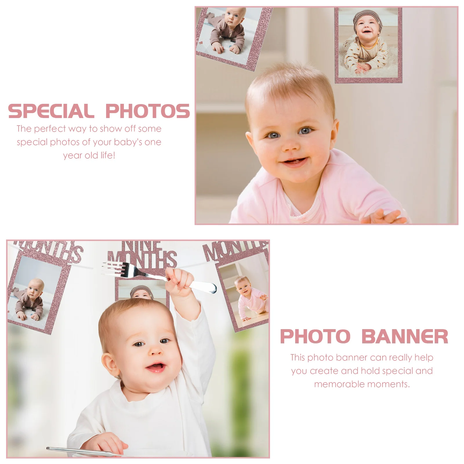 

1 Set Baby Birthday Photo Banner Creative Photo Banner Lovely Photo Banner