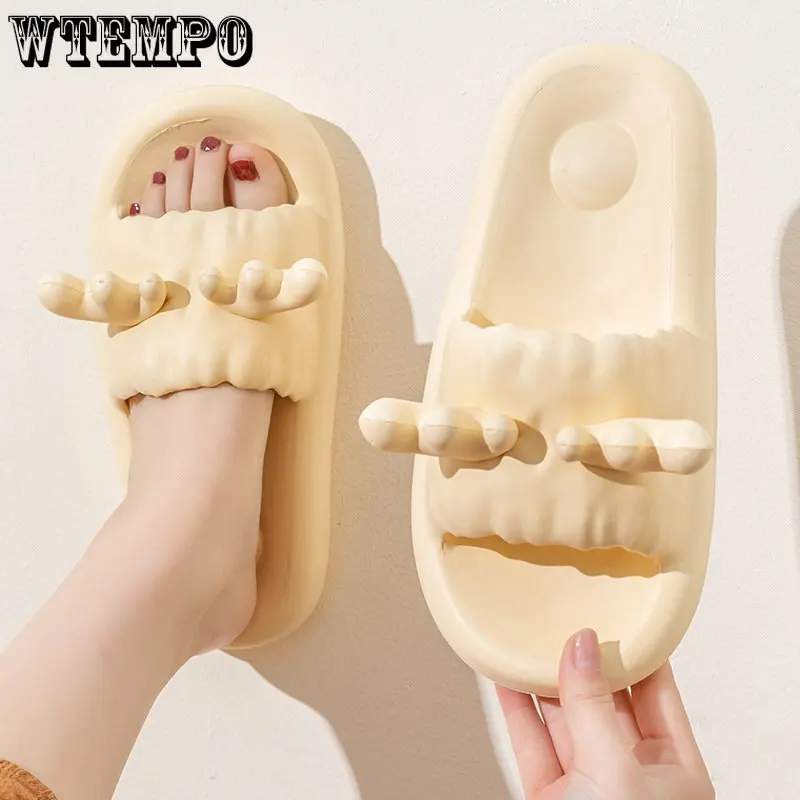 

WTEMPO Summer Cute Antlers Women's Slippers Outside Wear Home Non-slip Couple Bathroom Eva Sandals Wholesale Dropshipping