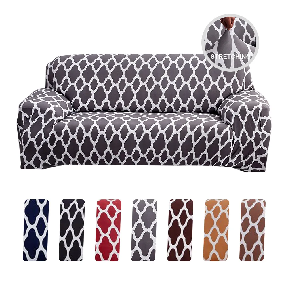 

3 Seater Sofa Cover Simple Geometric Couch Cover Elastic All-inclusive Slipcover Stretch Sofa Covers For Living Room Y415