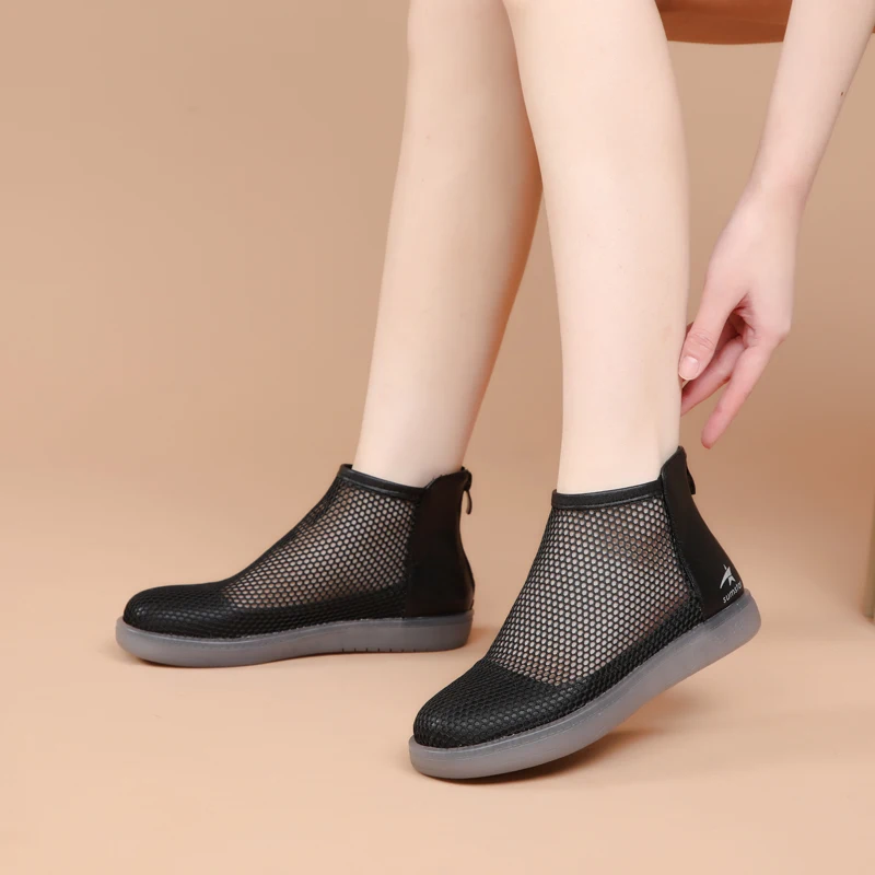 DIMANYU Women's Summer Boots Mesh 2023 New Casual Mesh Women Cool boots Large Size 41 42 43 Anti Slip Breathable Boots Women