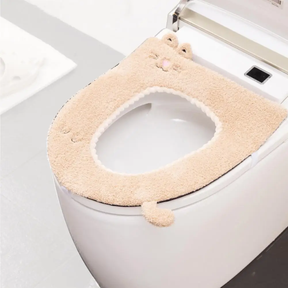 

Toilet Seat Cushion Useful Waterproof Ultra Soft Cute Cat Thickened Closestool Mat for Home Toilet Mat Toilet Seat Pad