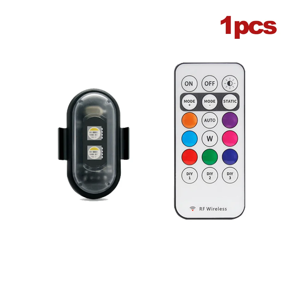 RGB светодиодный автомобильный стробоскоп, 8 цветов, беспроводной пульт дистанционного управления, самолетный светильник, сигнальная лампа предотвращения столкновений для велосипеда, дрона, мотоцикла