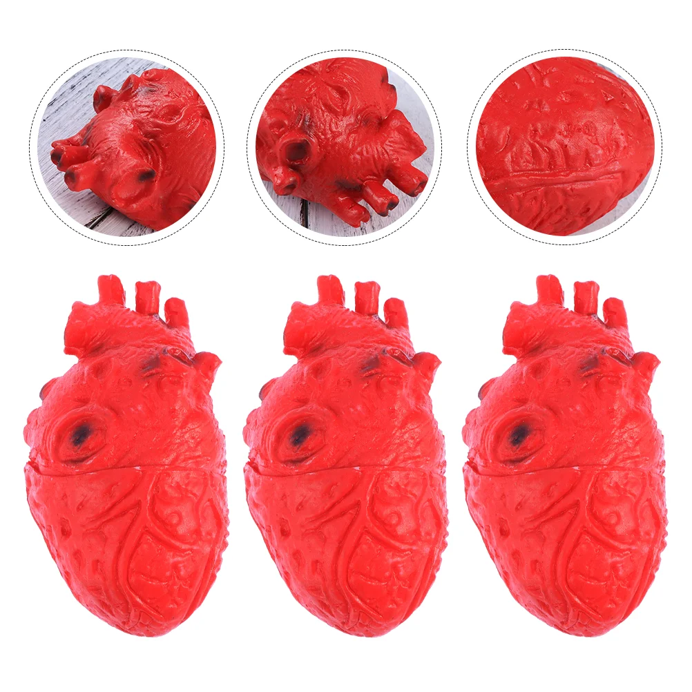 

3 Pcs Photo Props Halloween Simulation Human Organ Decors Decorative Supplies Body Heart Shaped Artificial Organs