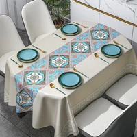 custom oval table cover pvc prinring oilproof waterproof linen tablecloths muslim bohemia festival decor table cloth protector