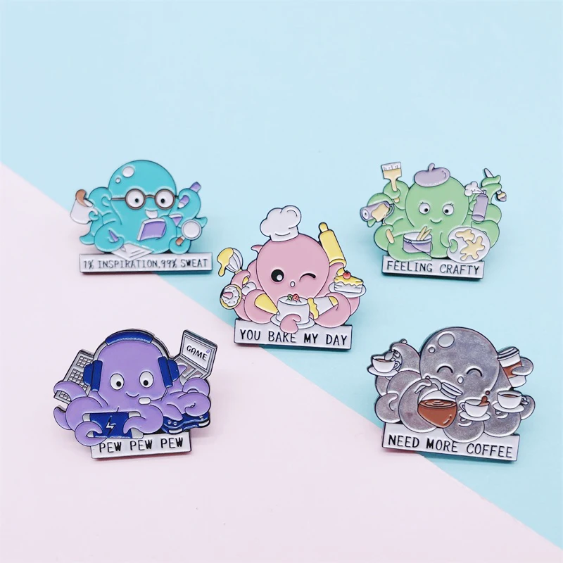 Симпатичные цветы животные эмалированная брошь растения кролик лиса Кот Улитка