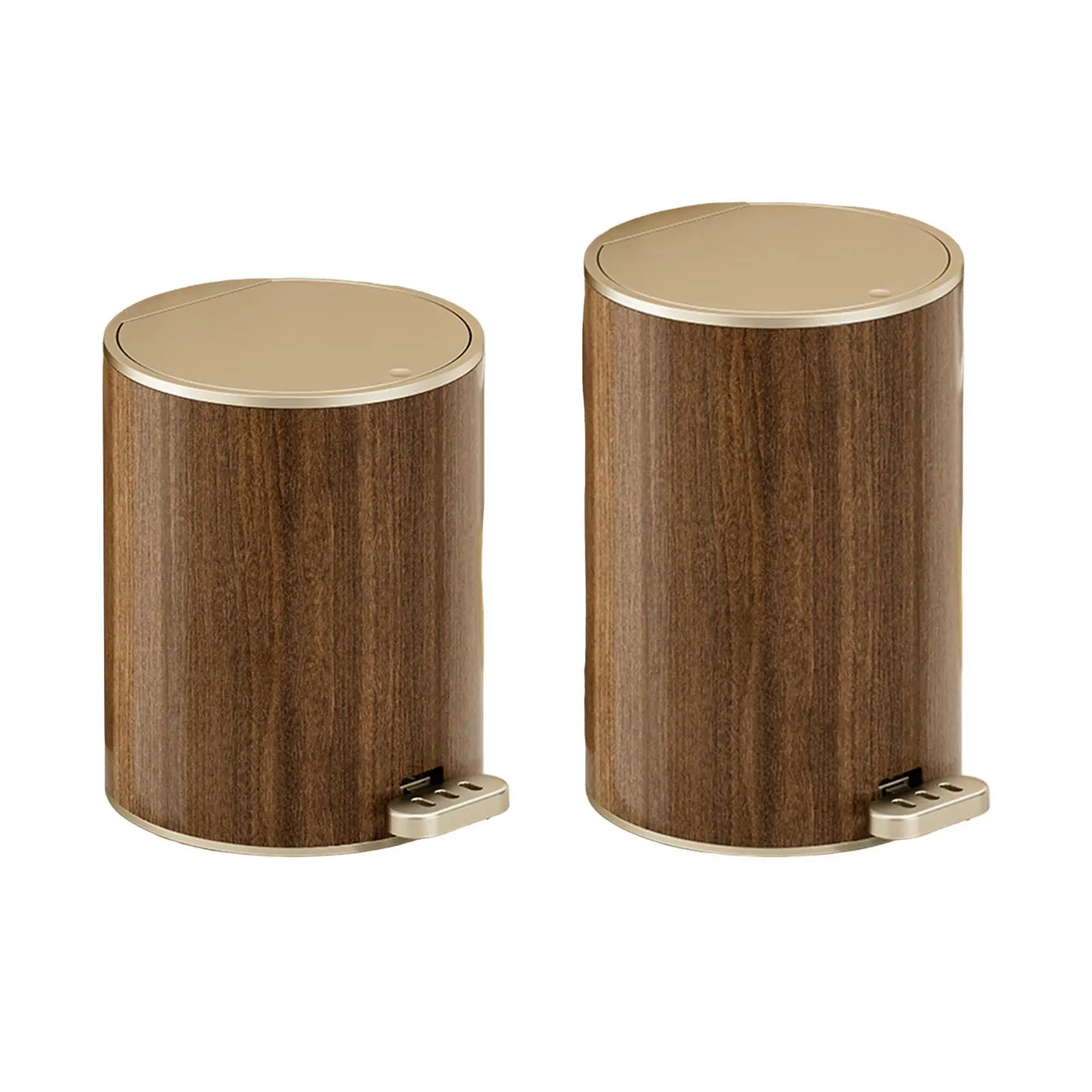 Мусорный бак с древесным зерном мусорный большой емкости круглый ножной педалью