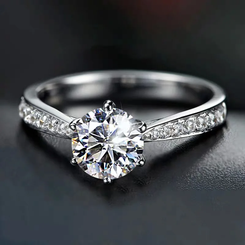 

Luxury shining crystal 925 Sterling Silver diamond ring Beautiful lady heart Ring pretty fashion Wedding Party women jewelry