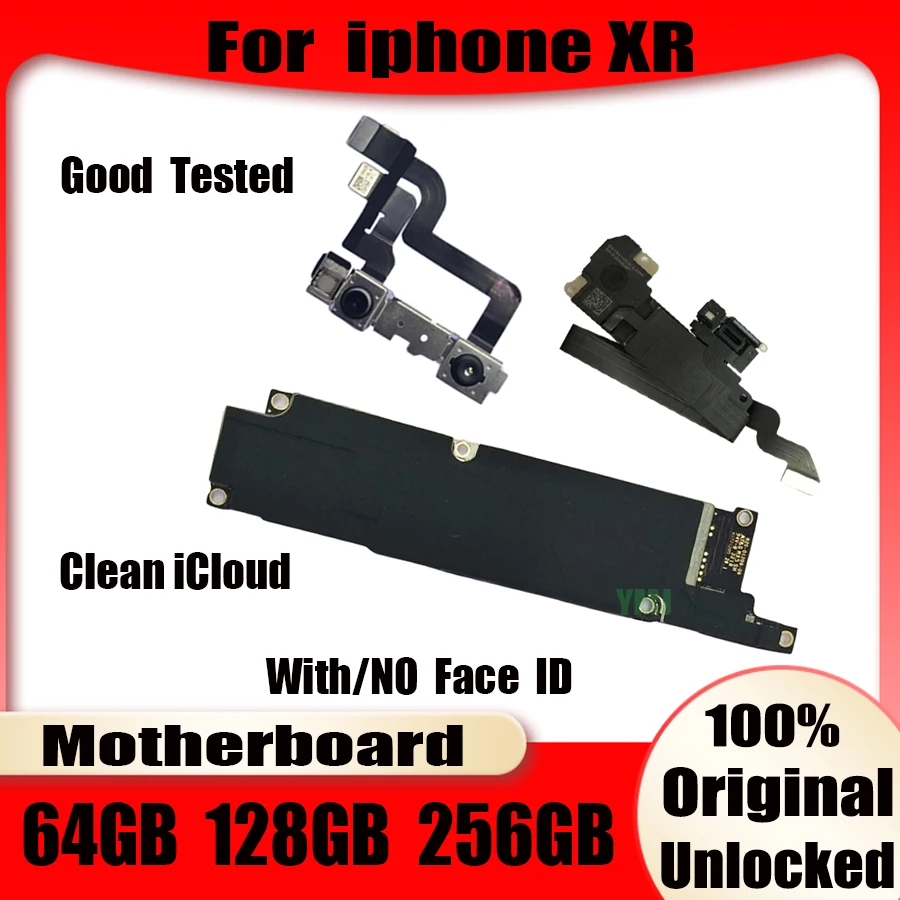 

Original Unlocked For iphone XR 6.1 inch motherboard With/NoFace ID 100% Tested Free icloud For iphone xr logic board 64-128-256