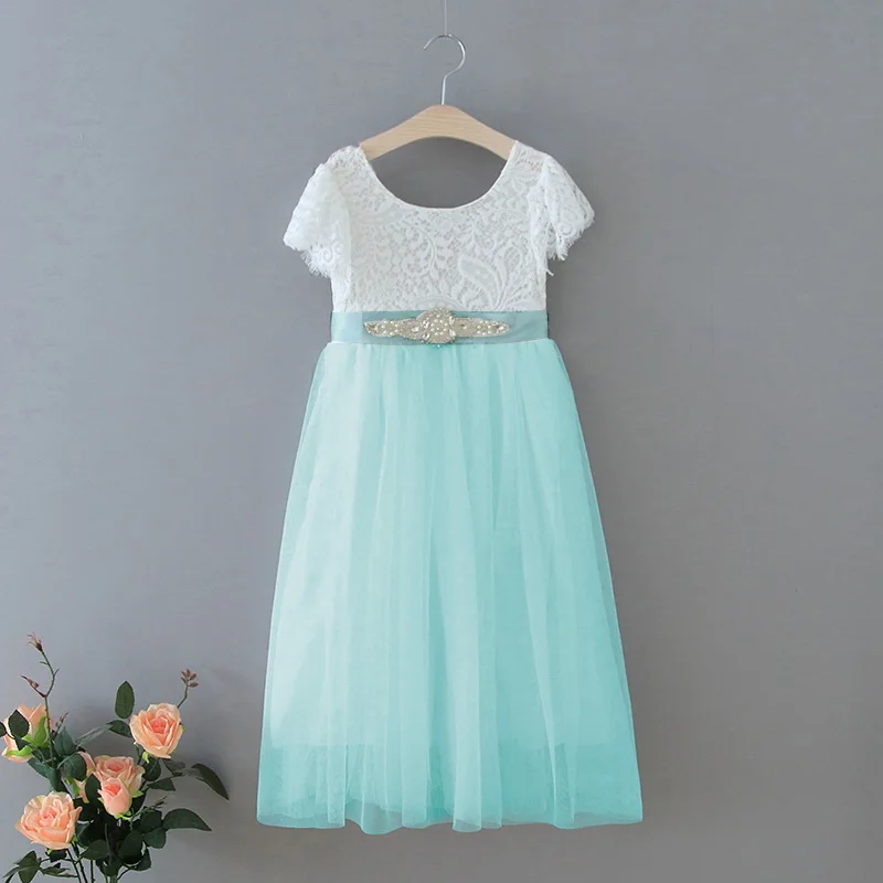 صيف جديد طفلة فستان الأميرة رمش الدانتيل مستقيم تول فستان لحفلات الزفاف طفلة الملابس E13844