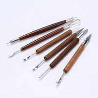 6pcsset wood clay sculpting kit sculpt smoothing wax carving pottery ceramic tools polymer shapers modeling carved tool