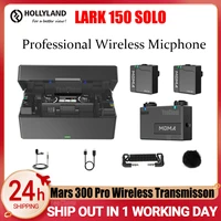 hollyland lark 150 duo solo wireless microphone system lavalier mic 2 4g oled microphone with battery for phone dslr camera