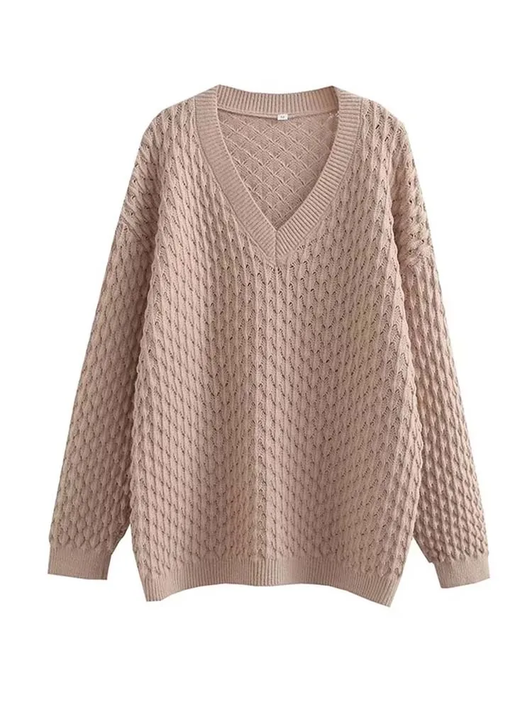 

KLKXMYT TRAF вязаный свитер женский жаккардовый свитер с V-образным вырезом свитеры с длинным рукавом женский джемпер зимний трикотажный пуловер...