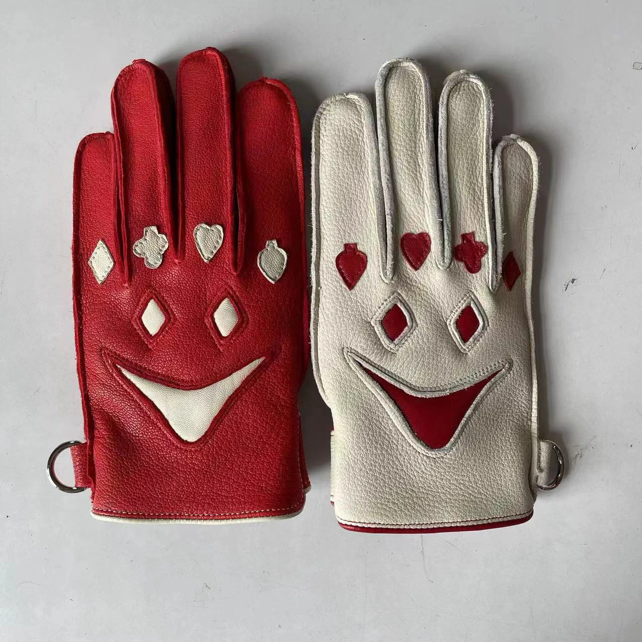 LUXURY Gift  For Men Locomotive Leather Gloves Male Original Niche Retro Smile Winter Warm Fleece Lining Deer Skin Sport Luvas
