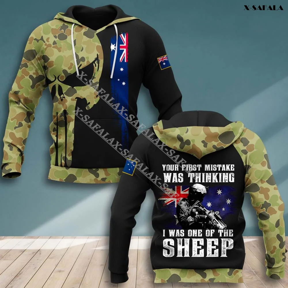 

Australia Soldier Army Skull Country Flag Custom Name 3D Print Elastic Force Hoodies Men's Tracksuit Outwear Coat Casual Tops