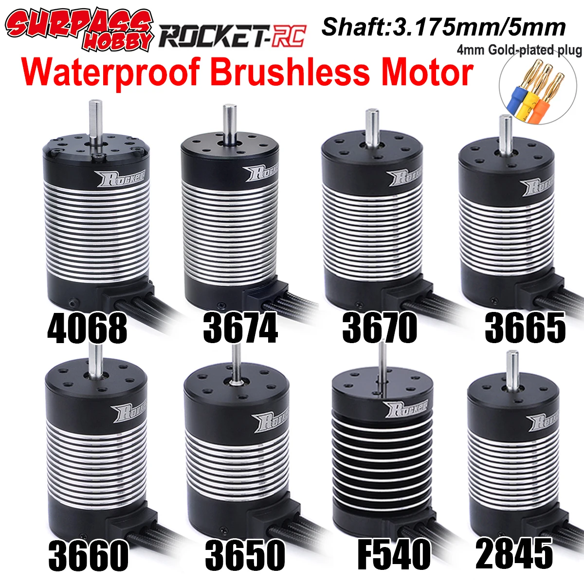 

Rocket 2845 F540 3650 3660 3665 3670 3674 4068 Waterproof Brushless Motor for 1/10 1/12 RC Car Dron WLtoys 12428 Car Accessories