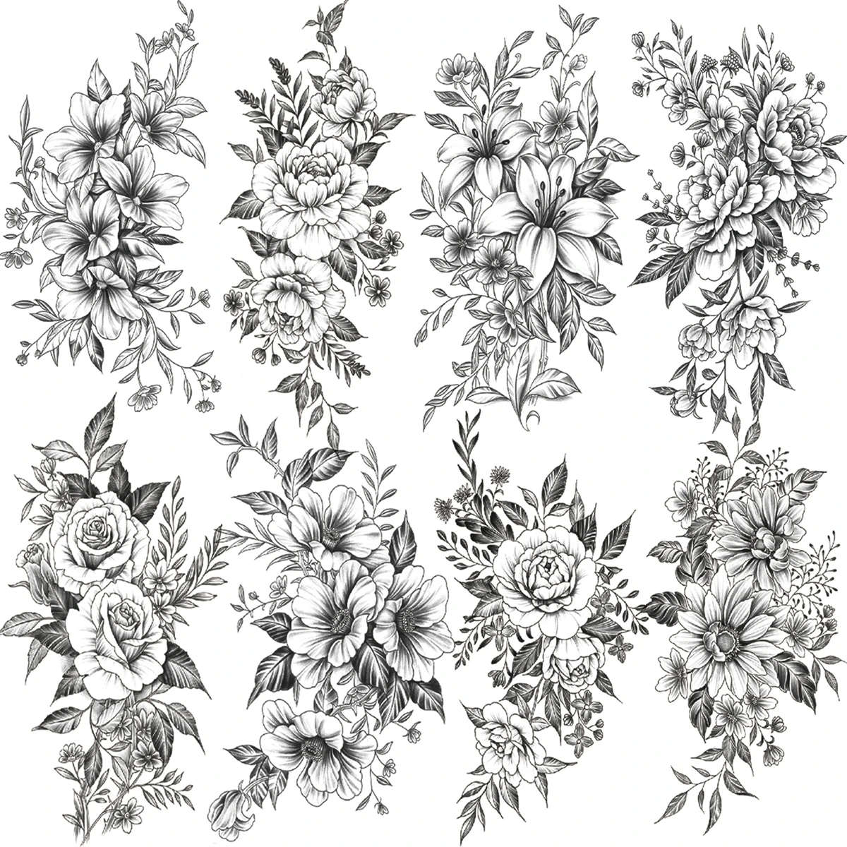 

Realistic Rose Flower Daisy Temporary Tattoos For Women Adult Girl Peony Fake Tattoo Decal Arm Waist Back Waterproof Tatoo Paper