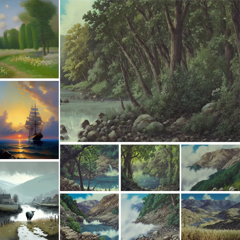 

Oil Painting Mountain Paint By Number Cross Stitch Kit Crafts Kits For Adults Room Decoration Mother's Gift Wholesale 2023 HOT