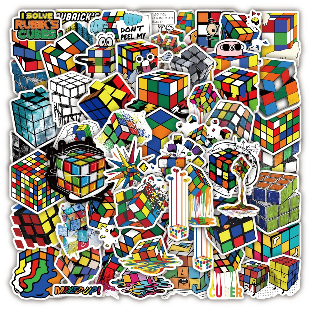 

10/30/50PCS Cartoon Toy Rubik's Cube Colorful Creative Graffiti Sticker Bike Skateboard Car Helmet Laptop Computer Wholesale