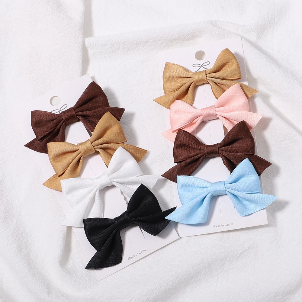 

4Pcs/Set 2.5Inches Solid Color Bowknot Hair Clip Kids Girls Bows Hairpins Barrettes Boutique Hair Decorate Gift Hair Accessories
