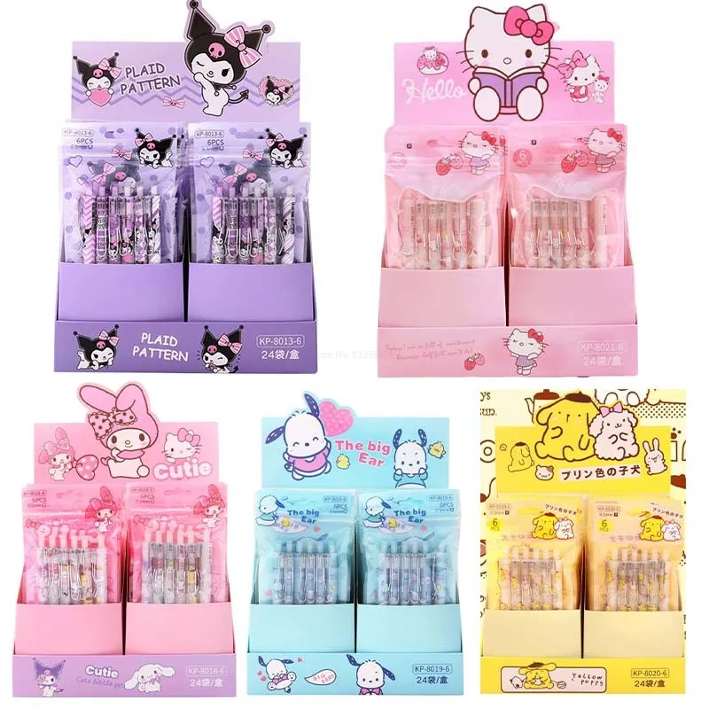 

Sanrio 12-144 шт. гелевая ручка с мультяшным Hello Kitty Kuromi милые студенческие канцелярские ручки 0,5 черные кавайные школьные детские Письменные ручки подарок