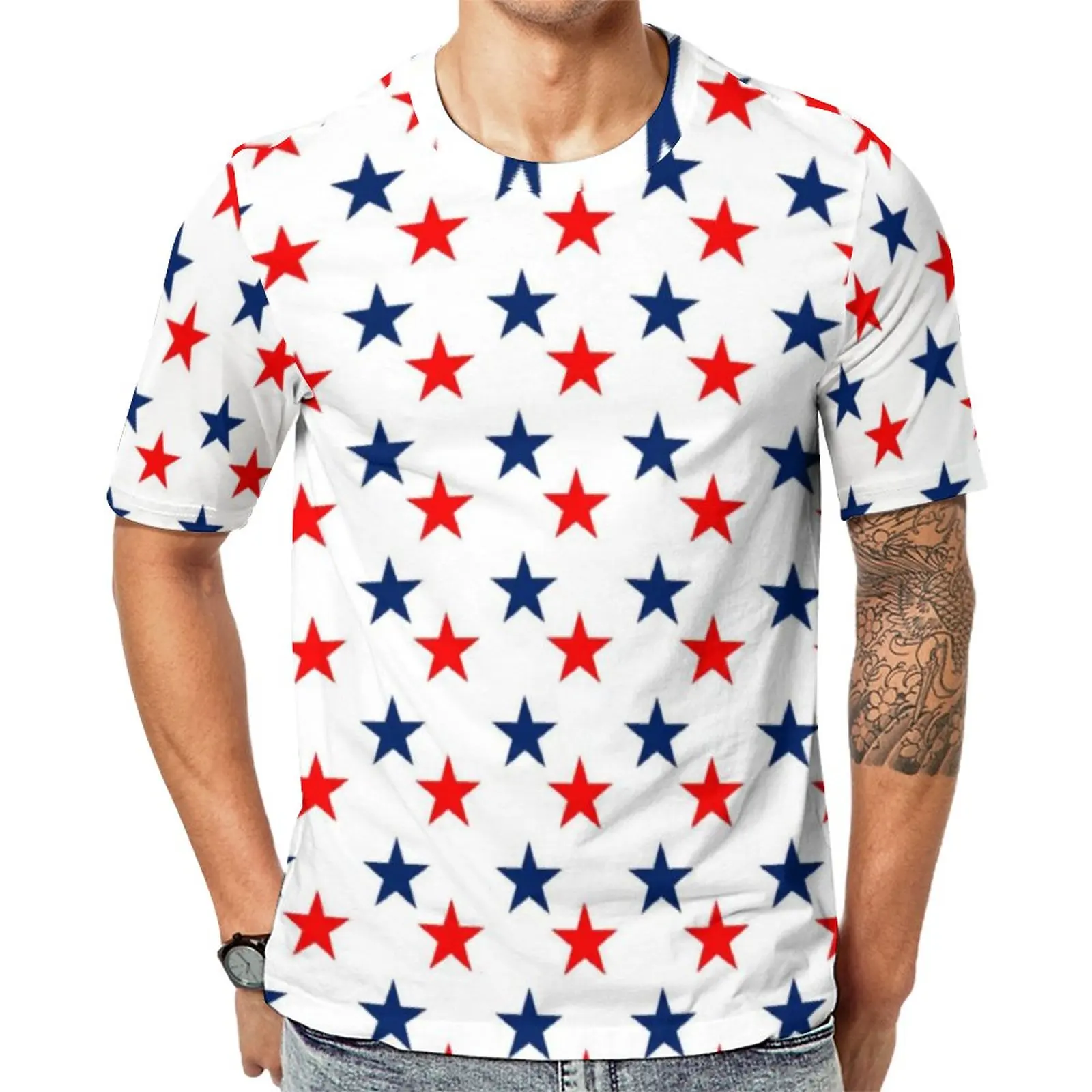 

Крутая футболка с американским флагом США, синие красные футболки с принтом звезд, популярные летние футболки с коротким рукавом, женские т...