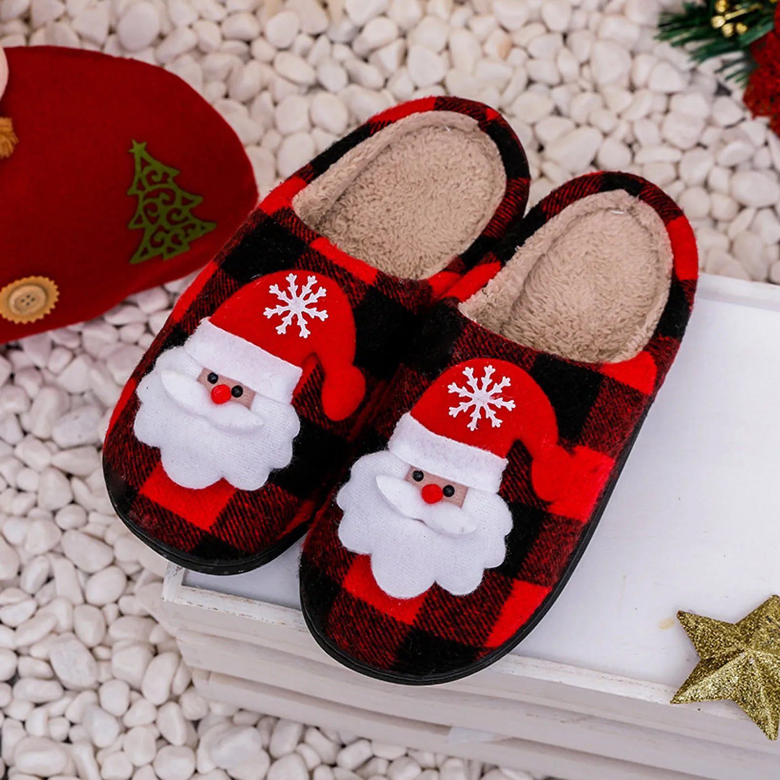

Новинка, рождественские хлопковые тапочки, зимняя теплая обувь на толстой подошве, мягкая подошва, женские тапочки для спальни, домашняя обувь из пены с эффектом памяти