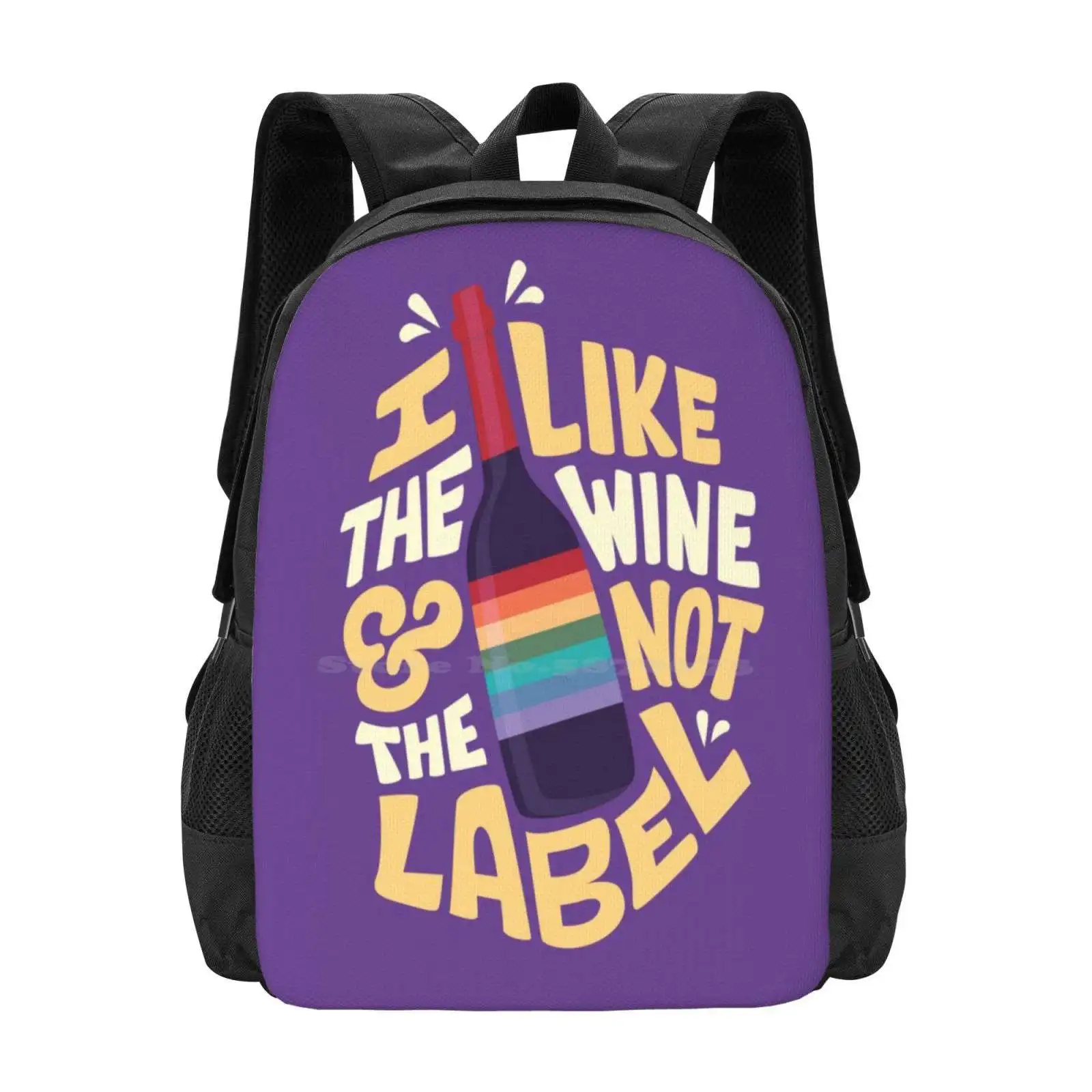 

I Like The Wine New Arrivals Unisex Bags Student Bag Backpack David Rose Patrick Brewer Typography Pop Culture Word Art Hand
