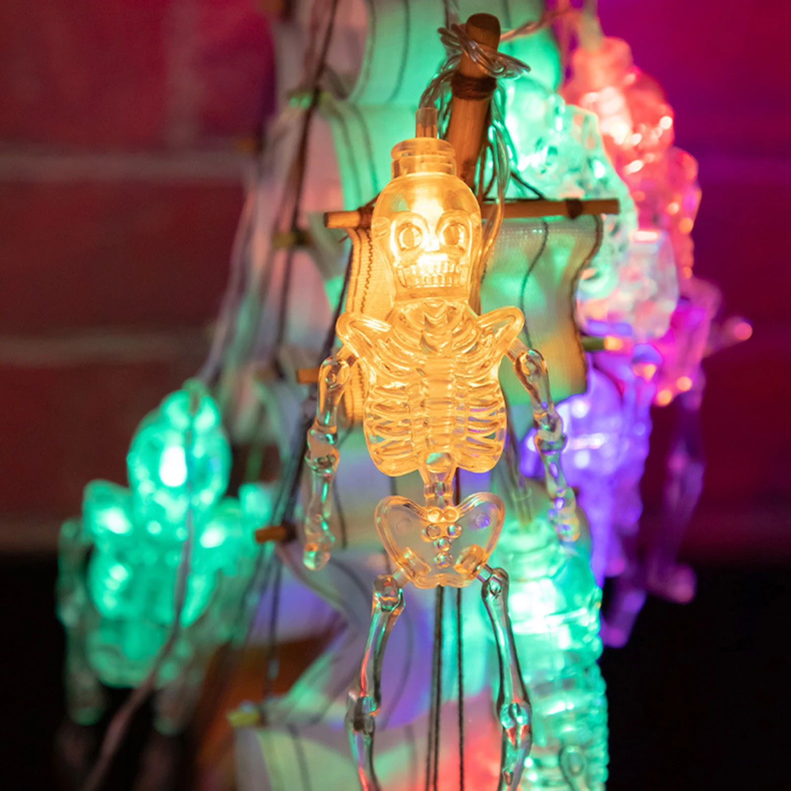 

Гирлянда с черепами, светильник дизайнерское освещение, 2 м, 10 светодиодов/3 м, 20 светодиодов, режим постоянного яркости для Хэллоуина, вечери...