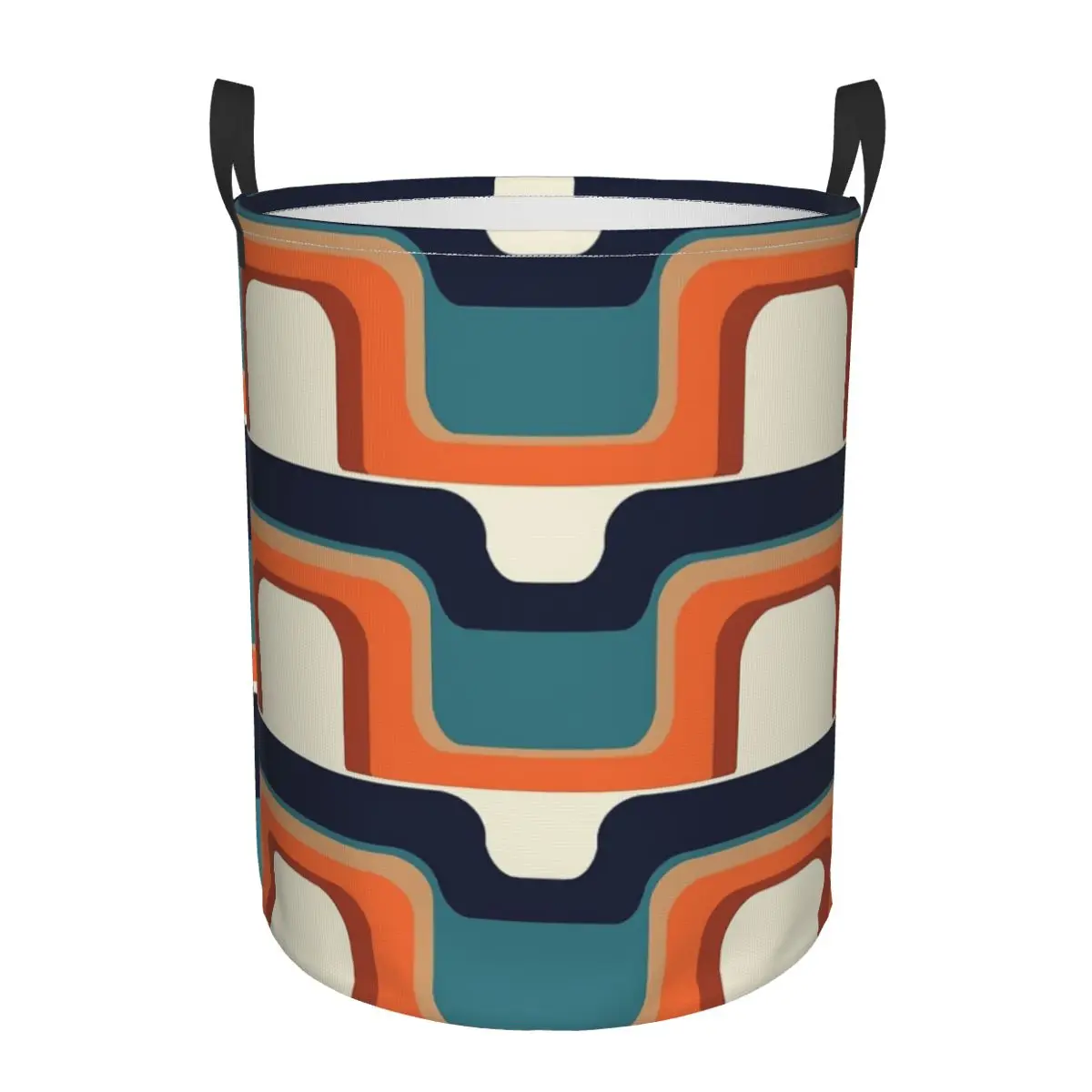 Mid-Century Modern Meets 1970s Orange & Blue Dirty Laundry Baskets Foldable Large Waterproof Clothes Toy Sundries Storage Basket