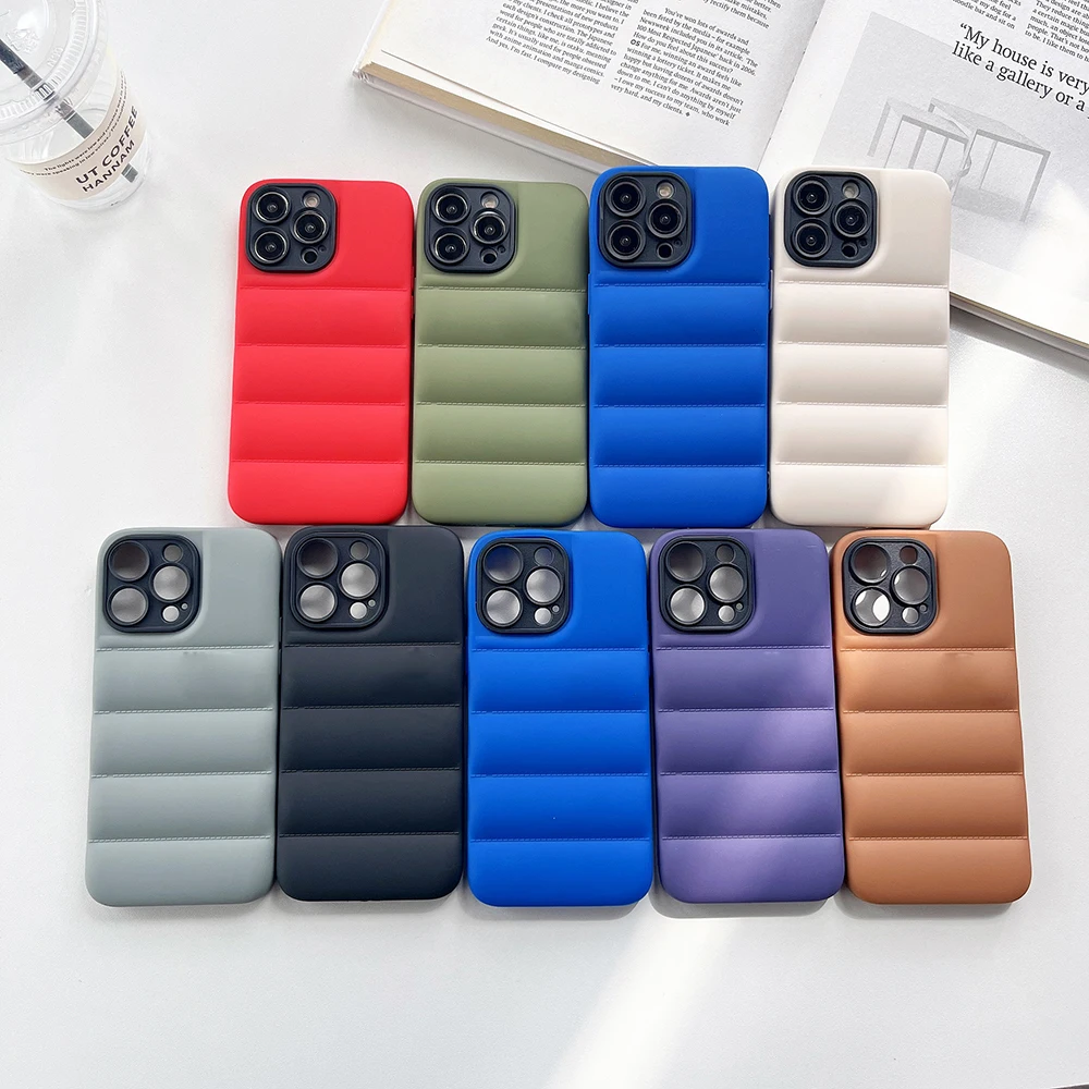 Фото Модный пуховик 2 в 1, чехол для телефона Puffer North для iPhone 16 13 14 15 Pro Max 11 12 Pro 15Plus, противоударный силиконовый чехол №2